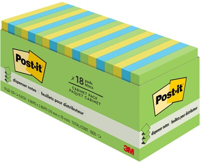 Post-it Pop Up Sticky Notes, 3 x 3 in., 18 Pads, 100 Sheets/Pad, The Original Post-it Note, Floral Fantasy Collection