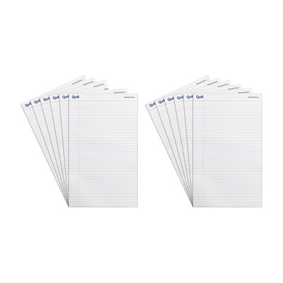 Quill Brand® Standard Series Legal Pad, 8-1/2" x 14", Wide Ruled, White, 50 Sheets/Pad, 12 Pads/Pack (742330)