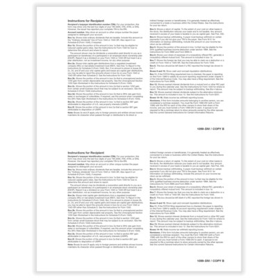 ComplyRight 2025 1099-DIV Tax Form, 1-Part, 2-Up, Recipient Copy B, 50/Pack (513150)