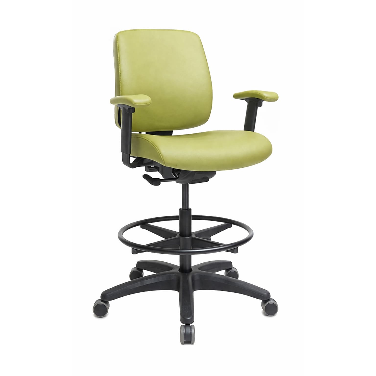 Tempur-Pedic Healthcare Vinyl Drafting Stool with Footrest and Lumbar Support, Green (TP-HCSTLDLGRN)