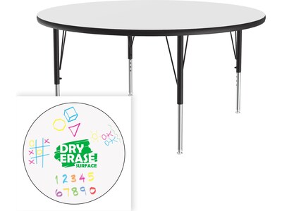 Correll 48 Round Activity Table, Height-Adjustable, Frosty White/Black (A48DE-RND-80)