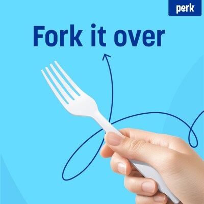 Perk™ Polystyrene Fork, Medium-Weight, White, 300/Pack (PK56401)