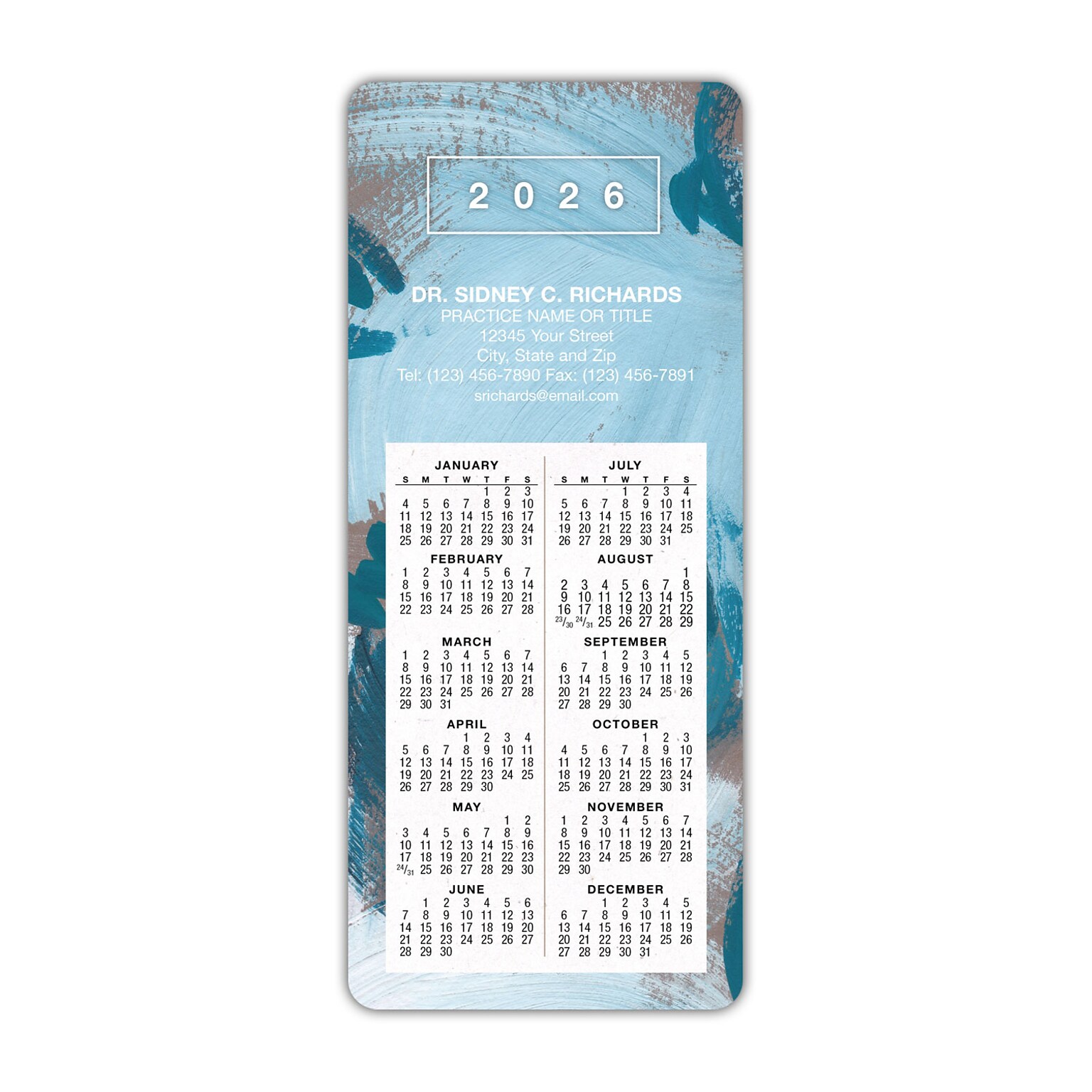 Custom Hanging Calendars with Magnet Backs, 3.625 x 8.5, 12 Pt. Coated Stock, 100/Pack