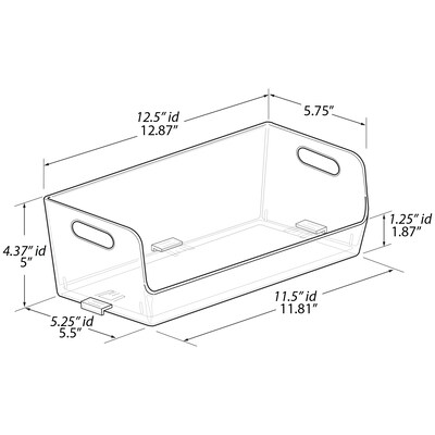 Azar Small Stackable Plastic Wide Pantry Storage Bin, 5 x 12.87x 5.5, Clear, 4/Pack (556756-4PK)