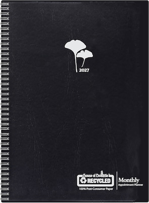 2027 House of Doolittle 11 x 8.5 Monthly Standard Planner, Faux Leather Cover, Black (25002-27)