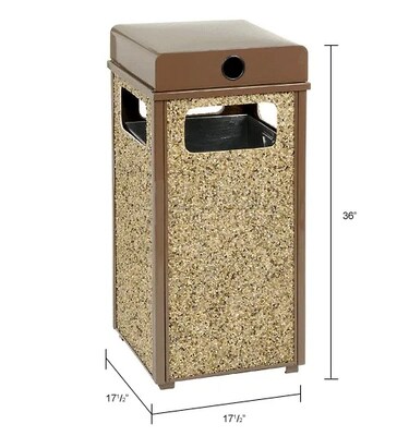 Global Industrial Stone Panel Trash Weather Urn, 24 Gallon Capacity, 17-1/2"W x 17-1/2"D x 36"H, Brown (238241BN)