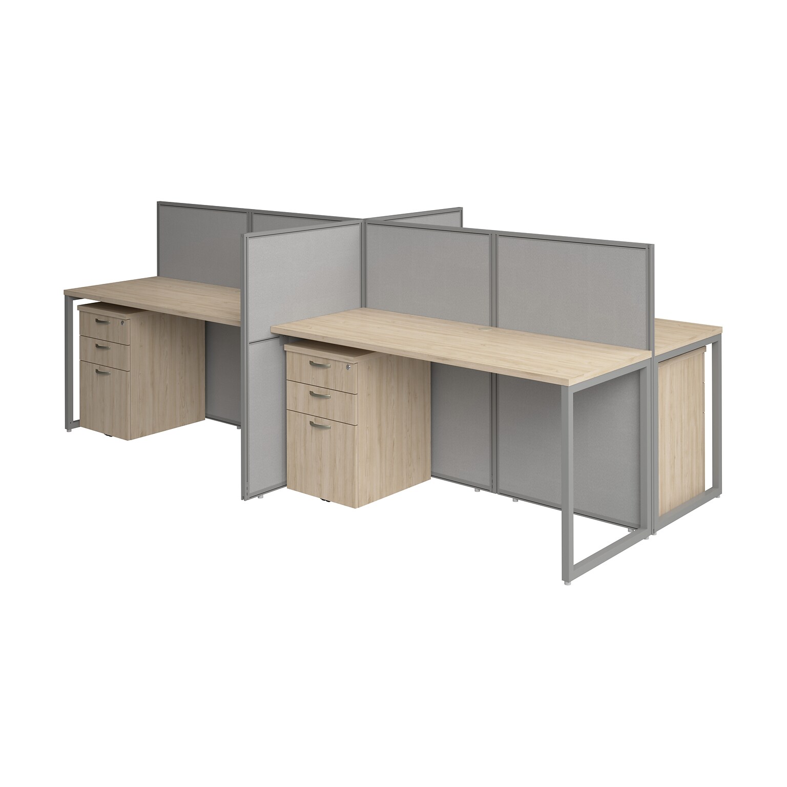 Bush Business Furniture Easy Office 45H x 119W 4 Person Back to Back Cubicle Panel Workstation, Natural Elm (EOD660SNE-03K)