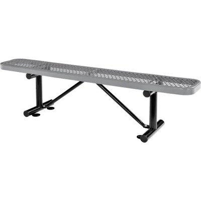 Global Industrial 6 Outdoor Steel Flat Bench, Expanded Metal, Gray (277156GY)