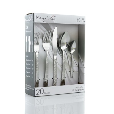 MegaChef Baily Stainless Steel Flatware Set,  20 Piece (937112452M)