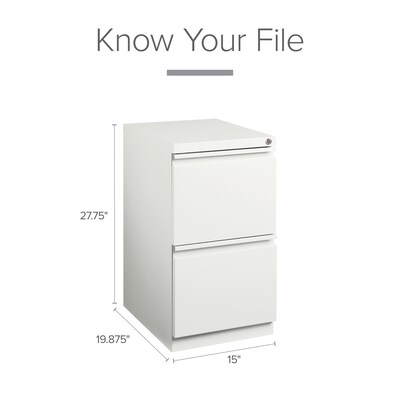 Quill Brand® 2-Drawer Vertical File Cabinet, Locking, White, Letter, 19.88"D (26818D)