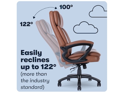 Serta Fairbanks Ergonomic Bonded Leather Executive Big & Tall Chair, 350 lb. Capacity, Brown (43675C)