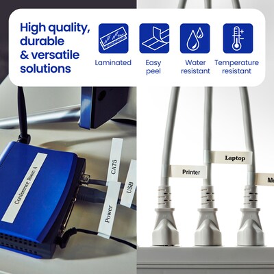 Brother P-touch Flexible ID Laminated Label Tape, 1/2" x 26.2', Black on White (TZeFX231)