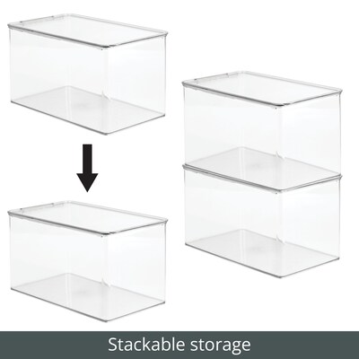 iDesign Stackable Shoe Box - Clear Plastic Shoe Box with Hinged-Lid for Closet Storage