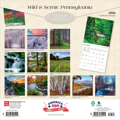 2026 BrownTrout Pennsylvania Wild & Scenic 12 x 12 Monthly Wall Calendar (9798330705115)