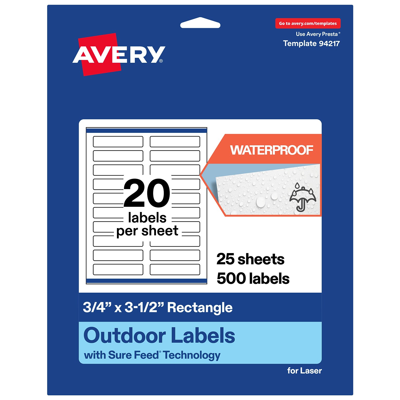 Avery Rectangle Laser Multipurpose Labels, 0.75 x 3.5, White, 500/Pack (19479399237)