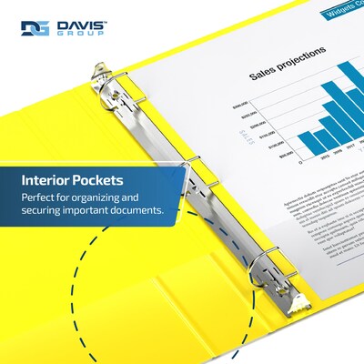 Davis Group Premium Economy 3" 3-Ring Non-View Binders, D-Ring, Yellow, 6/Pack (2305-05-06)