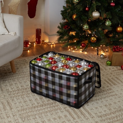 Organize It All Ornament Organizer with Lid, Buffalo Plaid (9003-BP)