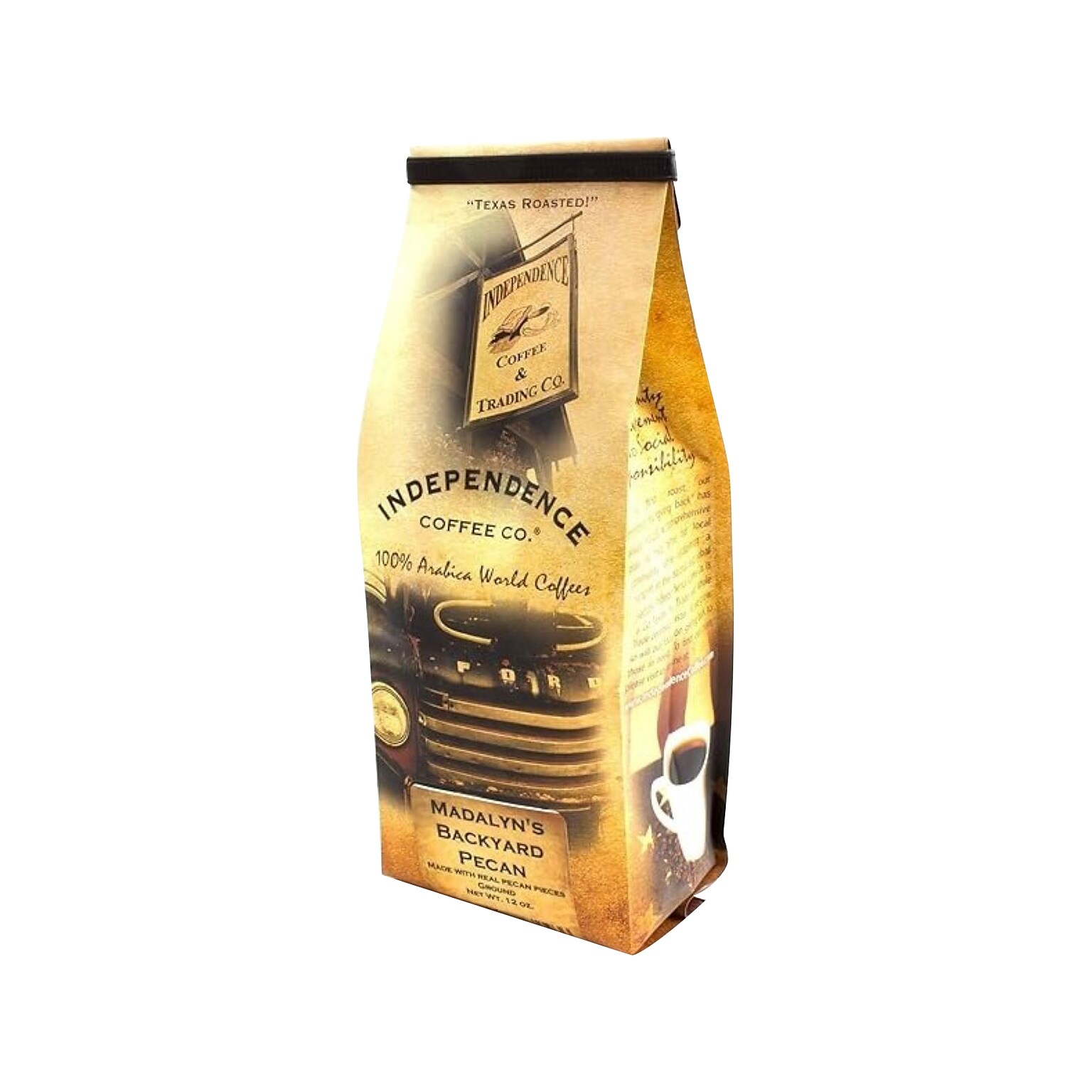 Independence Coffee Co. Madalyns Backyard Pecan Coffee Bag, 12 oz. (MBP.GR-72ozcs)