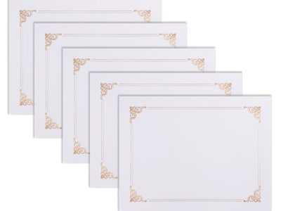 Better Office Certificate Holders, 8.75 x 11.25, White/Gold, 25/Pack (65259-25PK)