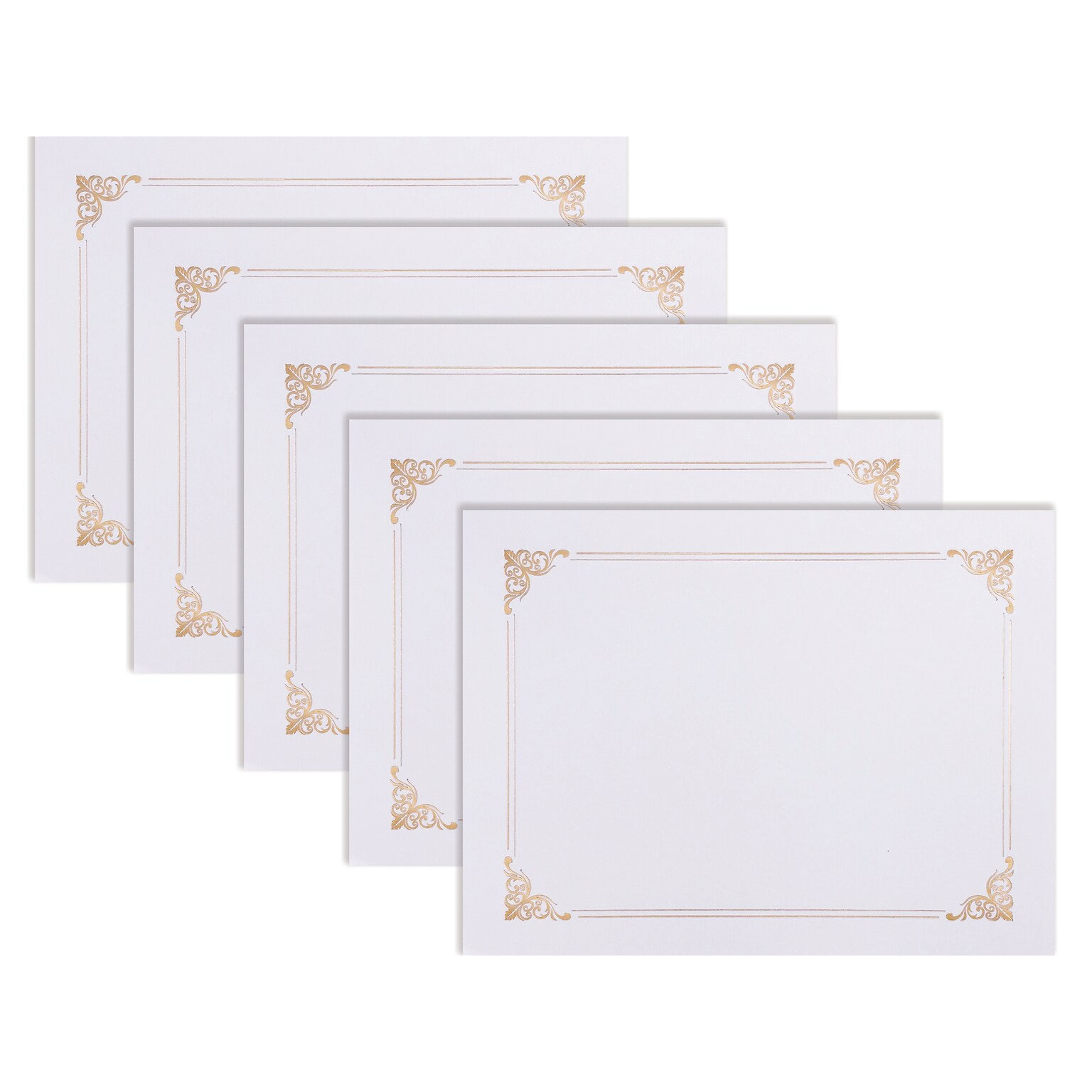 Better Office Certificate Holders, 8.75 x 11.25, White/Gold, 25/Pack (65259-25PK)