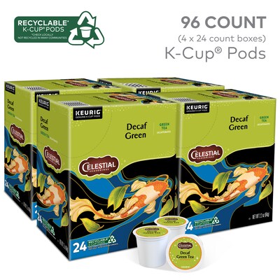 Celestial Seasonings Decaf Green Tea, Keurig K-Cup Pod, 24 Pods/Pack, 4 Packs/Carton (14737CT)
