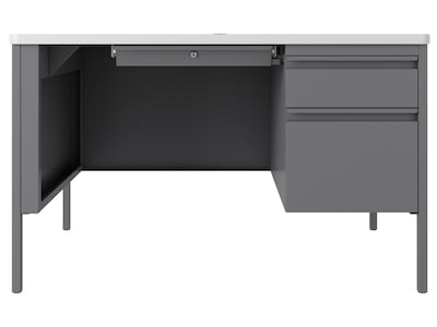 Hirsh 48W Single-Pedestal Teachers Desk, Platinum/White (22643)