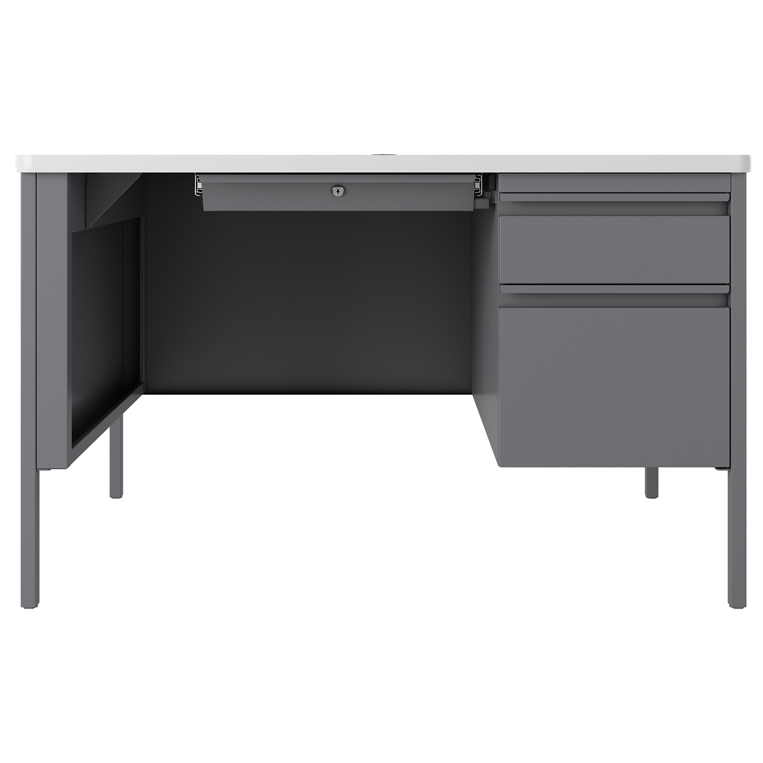 Hirsh 48W Single-Pedestal Teachers Desk, Platinum/White (22643)