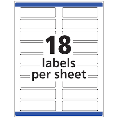 Avery Laser/Inkjet File Folder Labels, 15/16" x 3 7/16", White, 18/Sheet, 25 Sheets/Pack (8425)