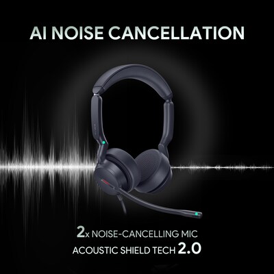 Yealink UH44 USB Wired Noise Cancelling USB-C/A Stereo Computer Headset for Business Office, Teams Certified