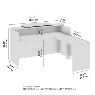 Bush Business Furniture Arrive 72"W L Shaped Reception Desk with Counter, Storm Gray (ARV009SG)