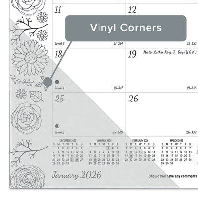 2026 Blueline DoodlePlan 10.875" x 17.75" Monthly Desk Pad Coloring Calendar, Black/White (C2917001)