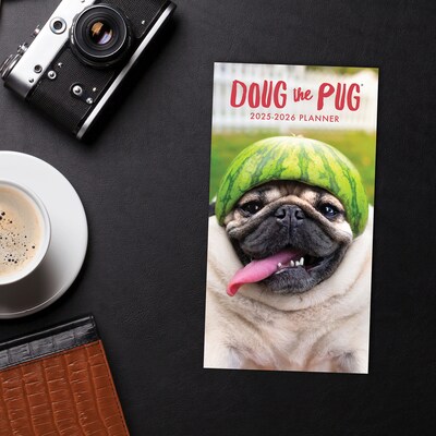2025-2026 Willow Creek Doug the Pug 3.5" x 6.5" Calendar Year Daily & Monthly Planner Cover, Multicolor (46968)