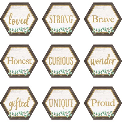 Teacher Created Resources Eucalyptus Positive Words Mini Accents, 36 Per Pack, 6 Packs (TCR8476-6)