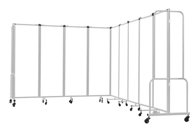 National Public Seating Robo Series 9-Panel Folding Mobile Room Divider, 72"H x 210"W, Clear Acrylic (RDG6-9CA)