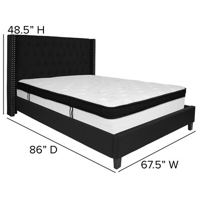 Flash Furniture Riverdale Tufted Upholstered Platform Bed in Black Fabric with Memory Foam Mattress, Queen (HGBMF39)