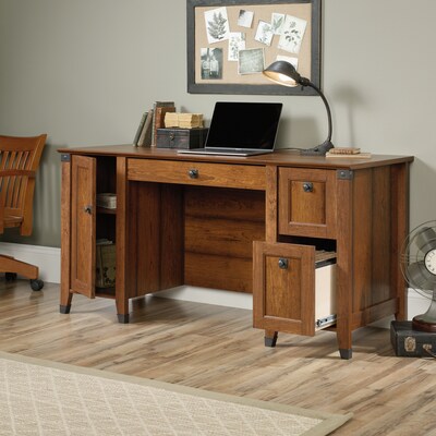 Sauder Carson Forge 59"W Computer Desk, Washington Cherry (422032)