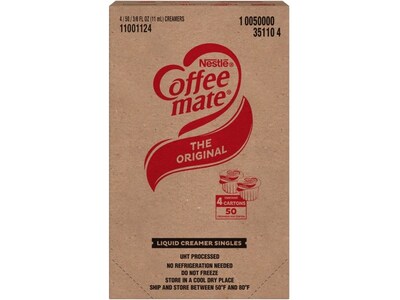 Coffee mate Original Lactose Free Liquid Creamer, 0.38 fl. oz., 50/Dispenser, 4 Dispensers/Carton (NES35110)