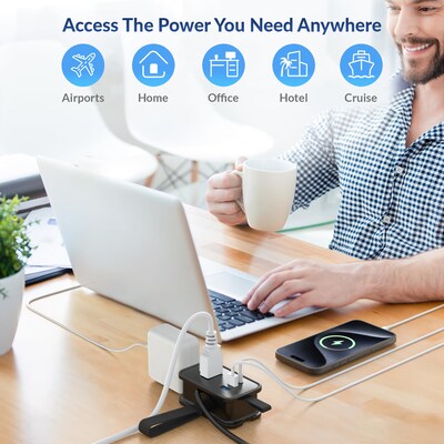 Uncaged Ergonomics 3-Outlet 3-USB Port Power Strip, 3', Black (TC-b)