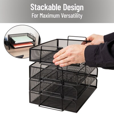 Mind Reader Metal Side Loading Stackable Letter Tray, Letter Size, Black (DSTACK4-BLK)