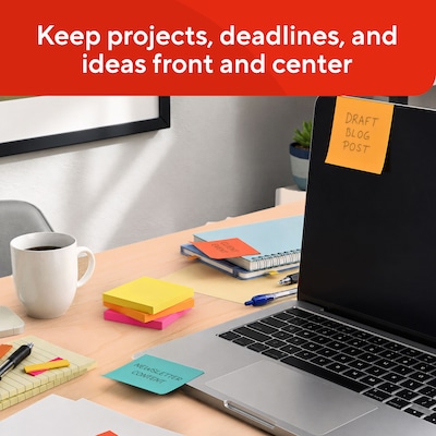 Staples Sticky Notes, 3" x 3", Bright Colors, 1200 Sheets - Vibrant Self-Stick Notes for Reminders, Planning & Collaboration