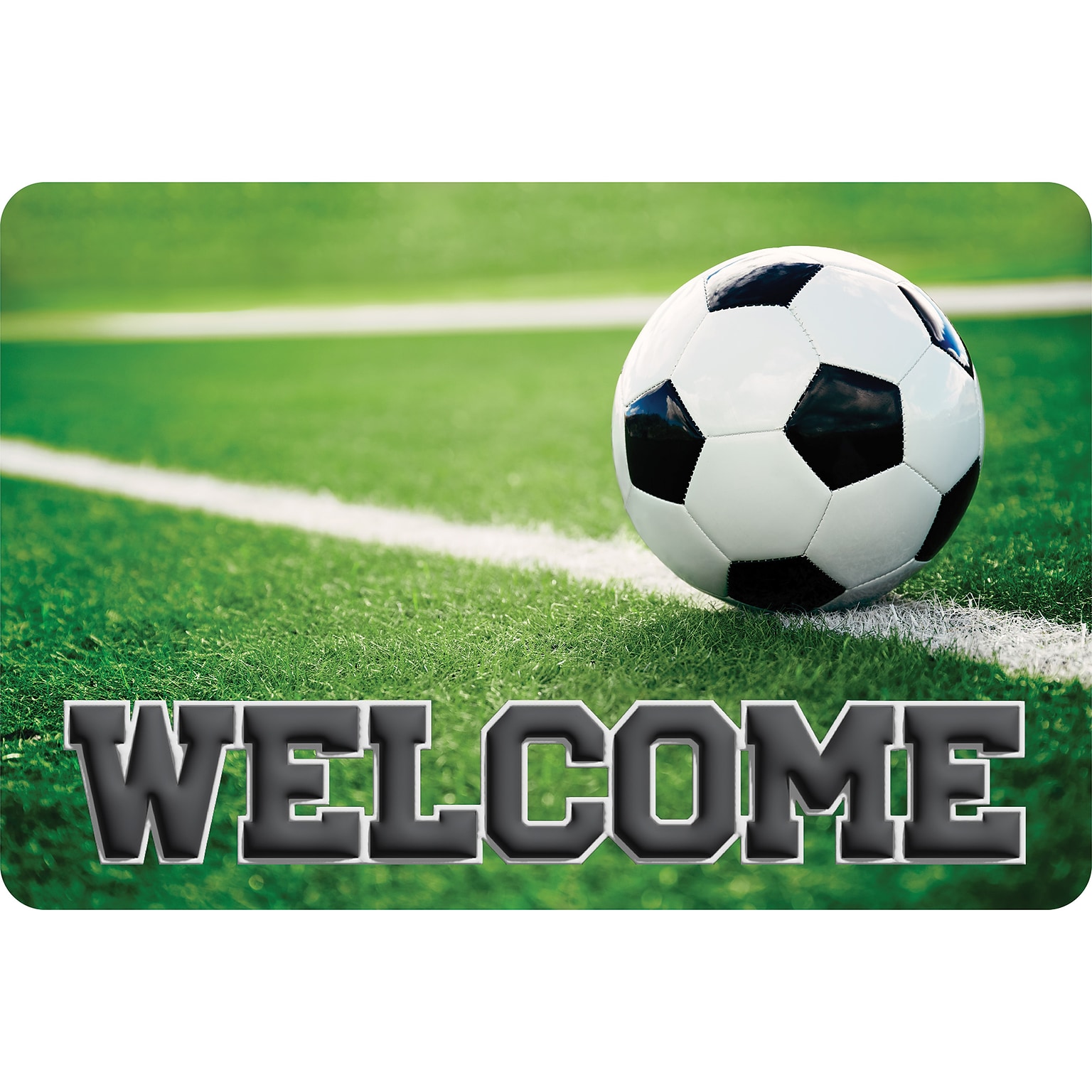 Ashley Productions The Original Fun Mat, Welcome Mat, 15.5 x 23.5, Soccer Ball Welcome (ASH91586)