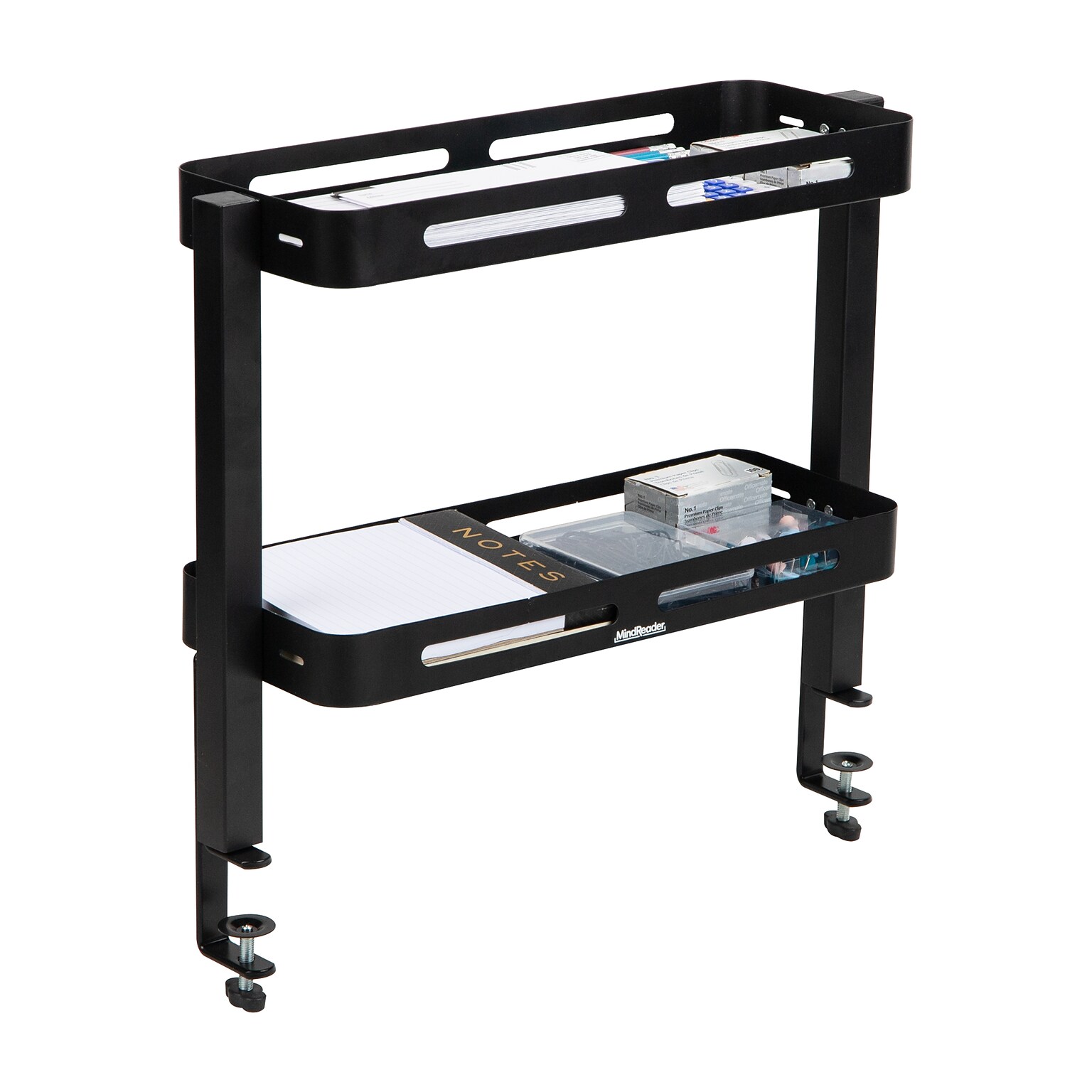 Mind Reader Clamp-On Metal Desk Shelf, Black (DESX2T-BLK)