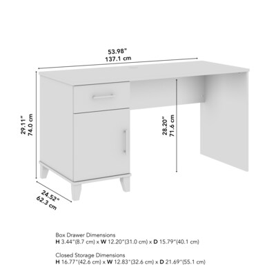 Bush Furniture Somerset 54"W Office Desk with Drawer and Storage Cabinet, Ash Gray (WC81654)