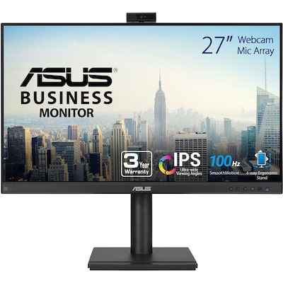 Asus BE Series Video Conferencing 27 100Hz LED Monitor, Built-In Speakers & Webcam, Height-Adjustable, Black (BE279QFK)