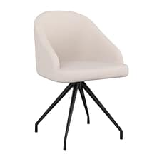 Martha Stewart Sora Fabric Swivel Stationary Office Chair, White/Oil Rubbed Bronze (CH222119WHBK)