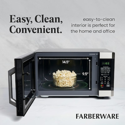 Farberware Professional 1.6 Cu. Ft. Countertop Microwave, Stainless Steel with Platinum (FMO16AHTPLB)
