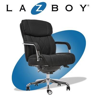 La-Z-Boy Sutherland Ergonomic Faux Leather Swivel Computer and Desk Chair, Black (CHR10048A)