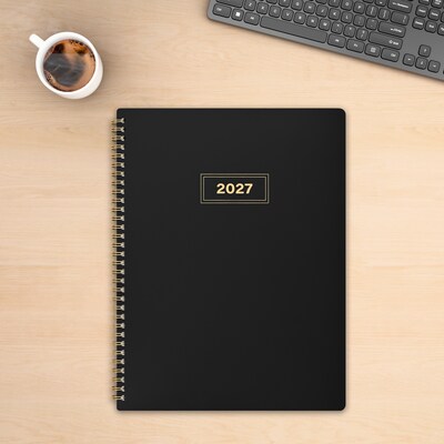 2027 Staples 8" x 11" Weekly & Monthly Planner, Plastic Cover, Dark Modern (ST63608-27)