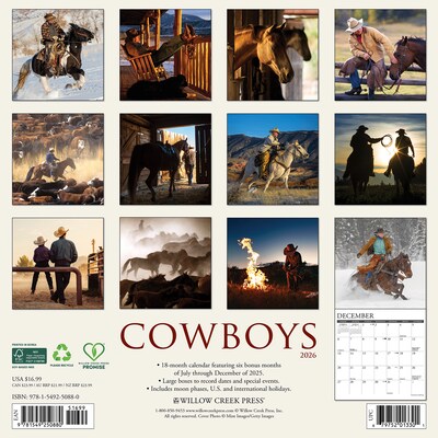 2026 Willow Creek Cowboys 12 x 12 Monthly Wall Calendar (50880)
