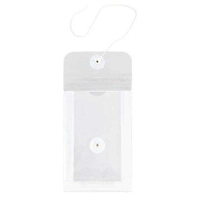 JAM Paper Premium Plastic Filing Envelope with Button & String Closure, 4 1/4 x 6 1/4, Clear, 3/Pa